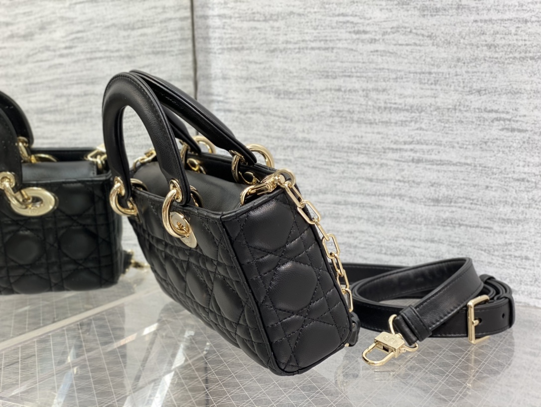 Small Lady D-Joy Bag Black Cannage Lambskin